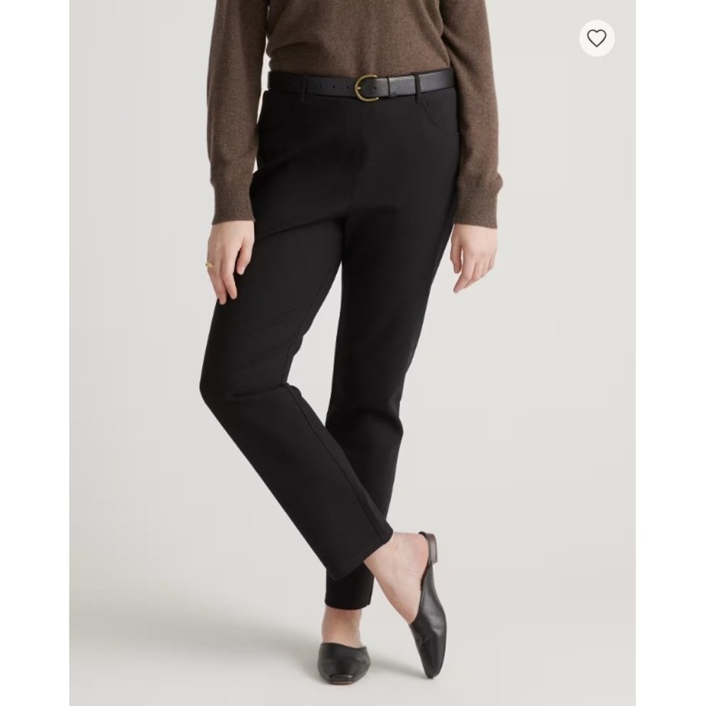 Quince Ultra-Stretch Ponte Straight Leg 4-Pocket Pants Black Size L NWT
